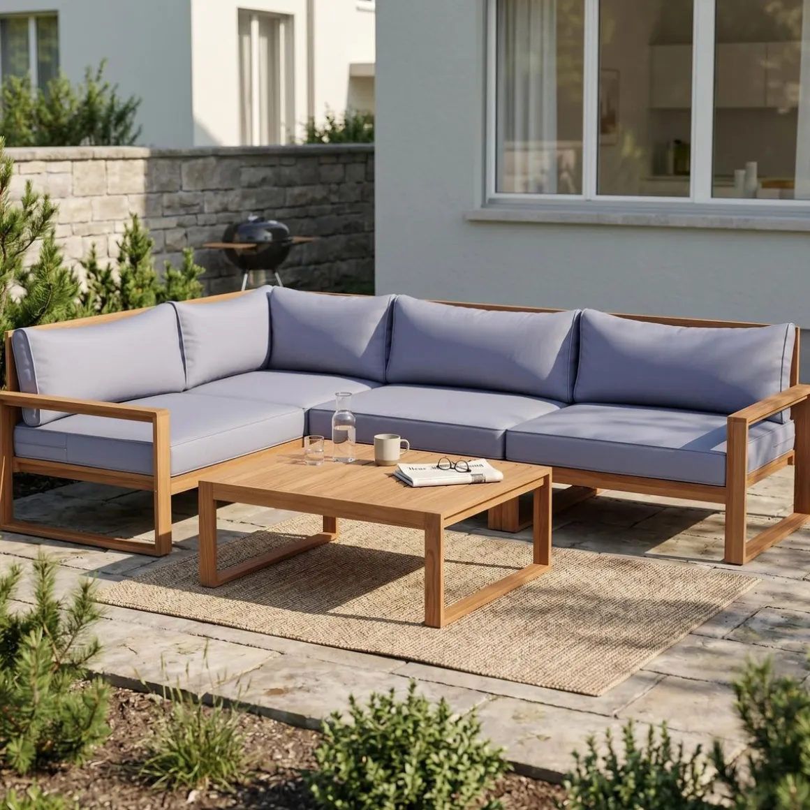 Lounge Holz BARBADOS natur/grau