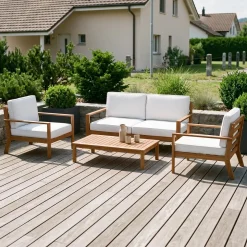 Lounge Holz BIBIONE natur/weiss