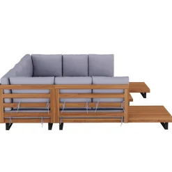 Lounge Holz KENDRA natur/grau