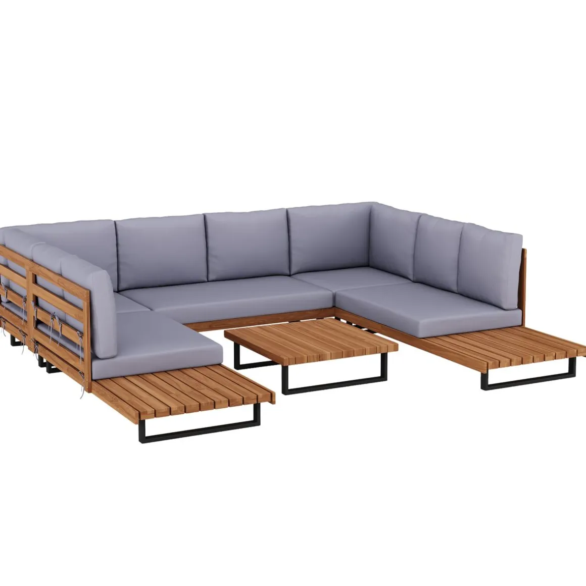 Lounge Holz KENDRA natur/grau