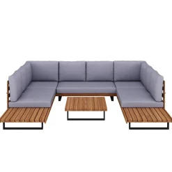 Lounge Holz KENDRA natur/grau