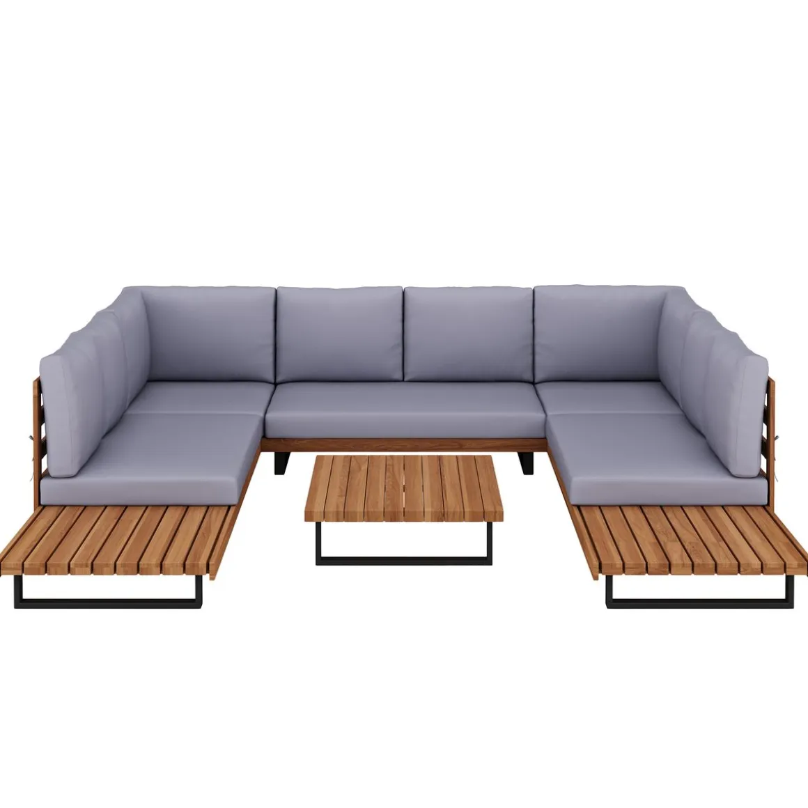 Lounge Holz KENDRA natur/grau