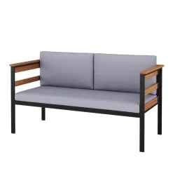 Lounge Holz MARLA schwarz/natur/grau