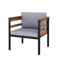 Lounge Holz MARLA schwarz/natur/grau