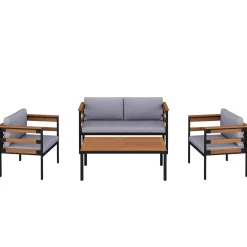 Lounge Holz MARLA schwarz/natur/grau