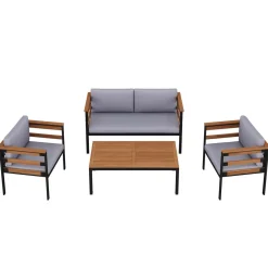 Lounge Holz MARLA schwarz/natur/grau