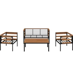 Lounge Holz MARLA schwarz/natur/grau