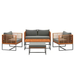 Lounge Holz MAVIS schwarz/natur/anthrazit