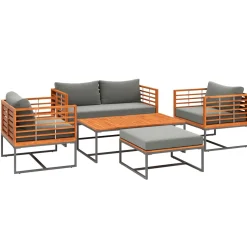 Lounge Holz MAVIS schwarz/natur/anthrazit