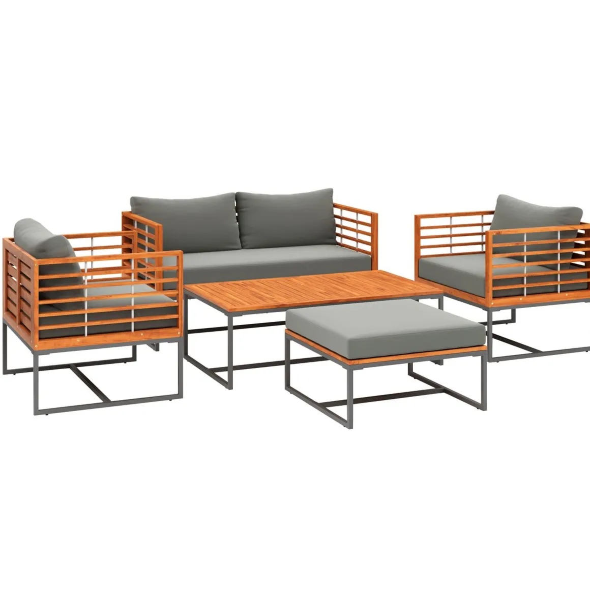 Lounge Holz MAVIS schwarz/natur/anthrazit