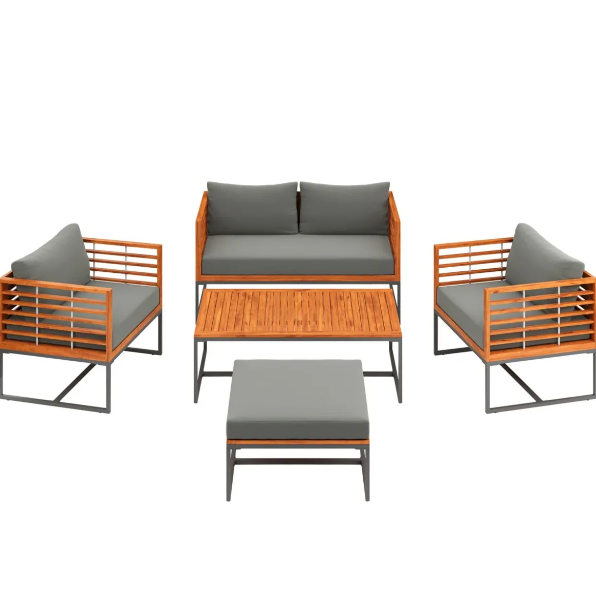 Lounge Holz MAVIS schwarz/natur/anthrazit