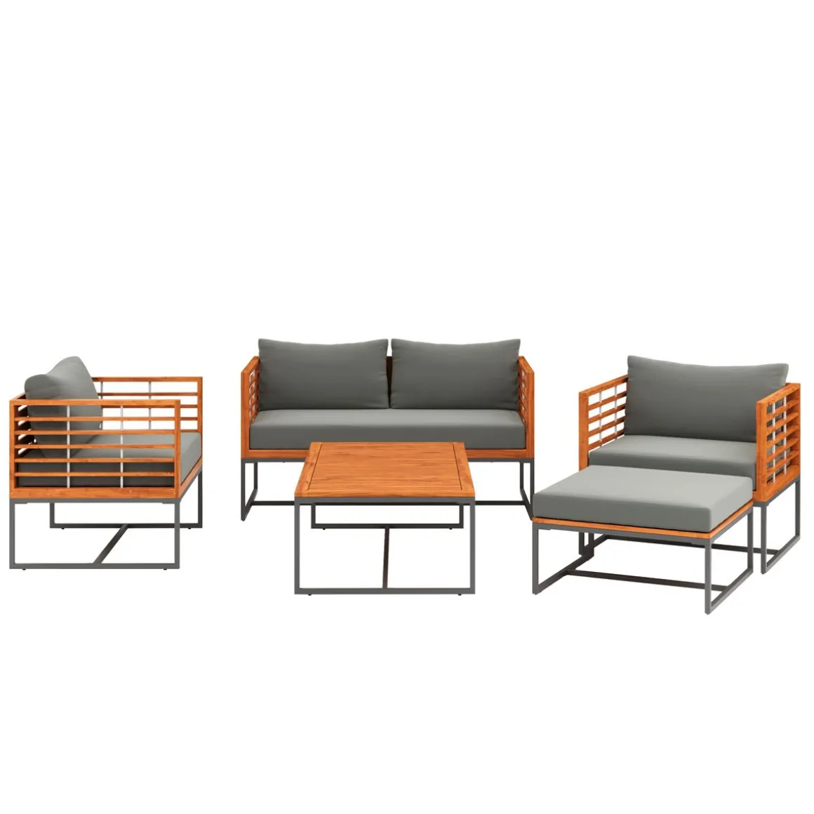 Lounge Holz MAVIS schwarz/natur/anthrazit