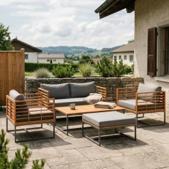 Lounge Holz MAVIS schwarz/natur/anthrazit
