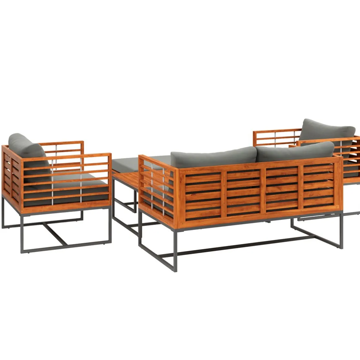 Lounge Holz MAVIS schwarz/natur/anthrazit