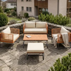 Lounge Holz MAVIS schwarz/natur/creme
