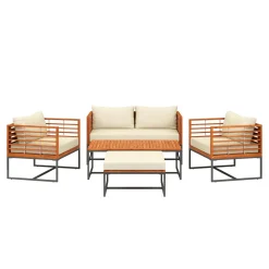 Lounge Holz MAVIS schwarz/natur/creme