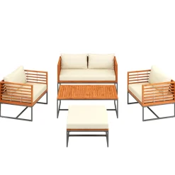 Lounge Holz MAVIS schwarz/natur/creme
