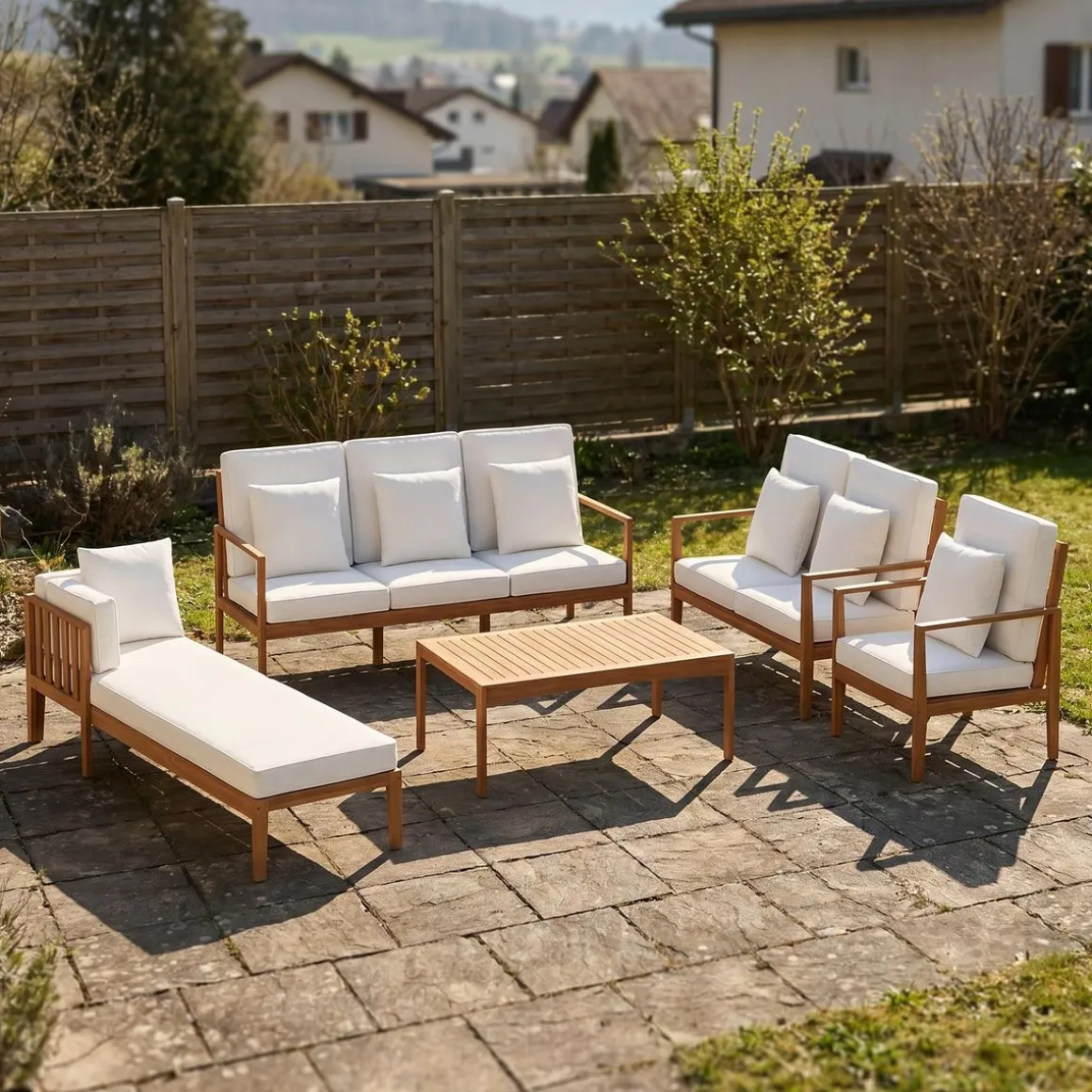 Lounge Holz PADUA natur/creme