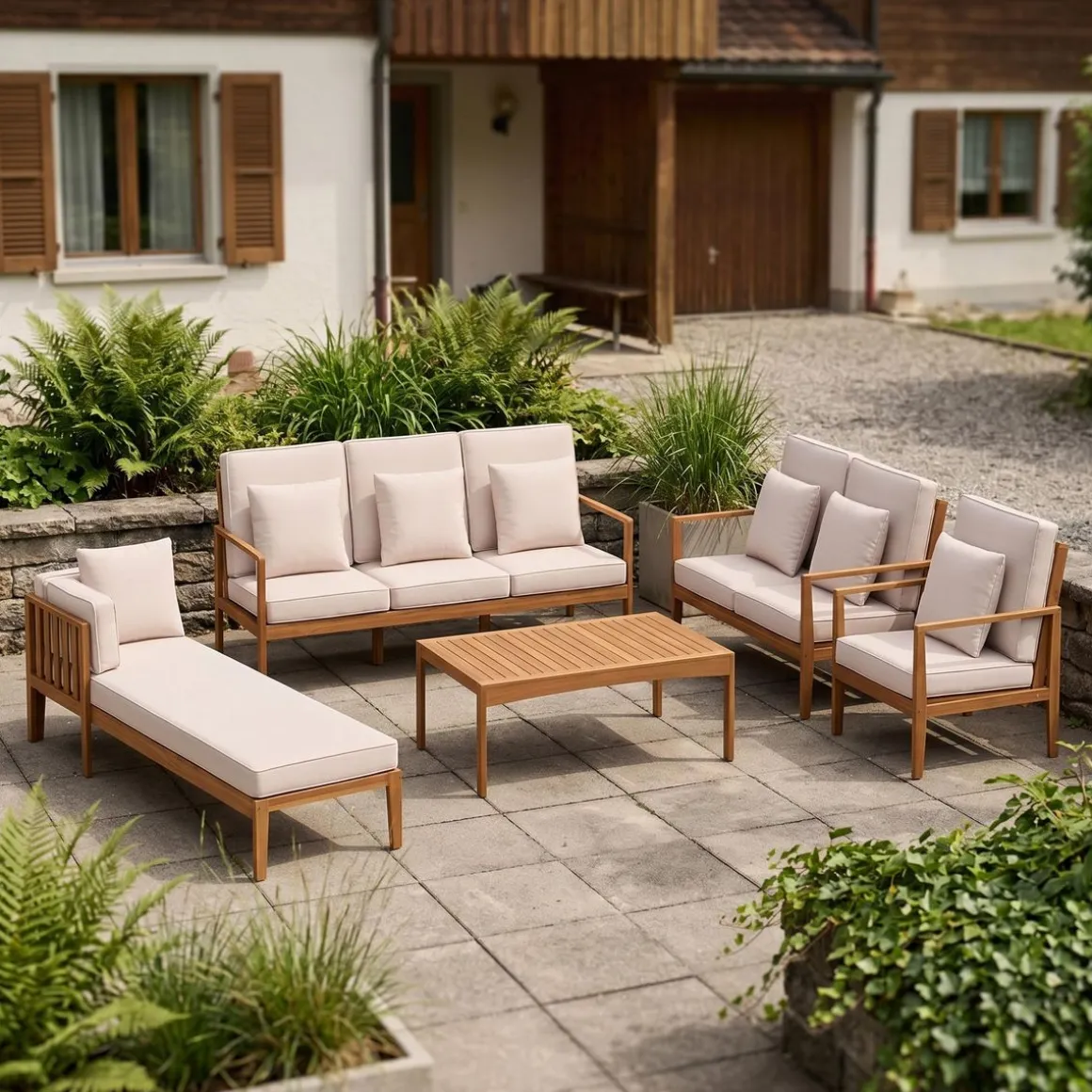 Lounge Holz PADUA natur/taupe
