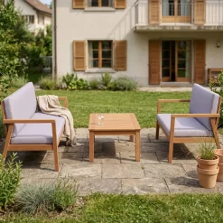 Lounge Holz PARMA natur/grau