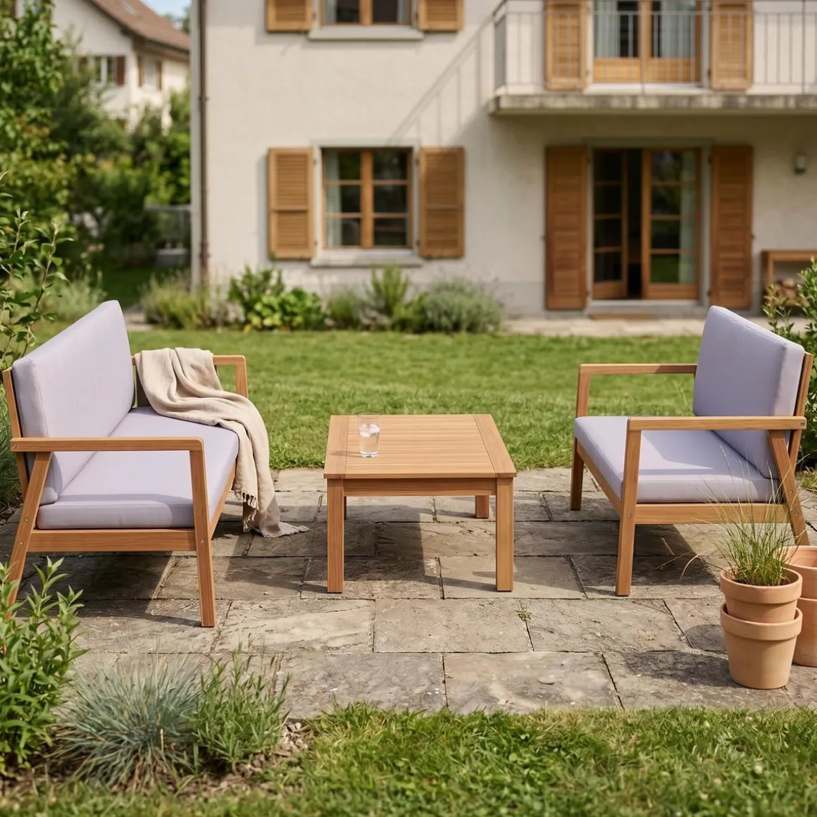 Lounge Holz PARMA natur/grau