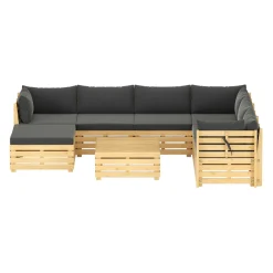 Lounge Holz RAFALE 8-teilig anthrazit/natur