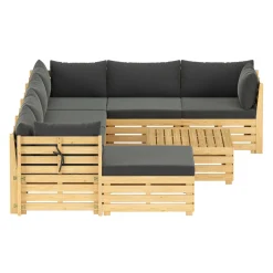 Lounge Holz RAFALE 8-teilig anthrazit/natur