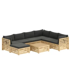 Lounge Holz RAFALE 8-teilig anthrazit/natur
