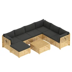 Lounge Holz RAFALE 8-teilig anthrazit/natur