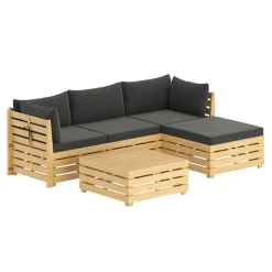 Lounge Holz RAFALE 5-teilig anthrazit/natur