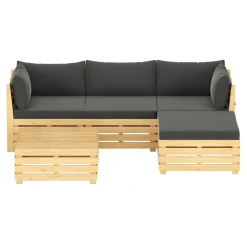 Lounge Holz RAFALE 5-teilig anthrazit/natur