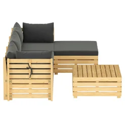 Lounge Holz RAFALE 5-teilig anthrazit/natur