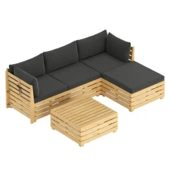 Lounge Holz RAFALE 5-teilig anthrazit/natur