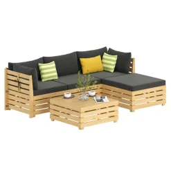 Lounge Holz RAFALE 5-teilig anthrazit/natur