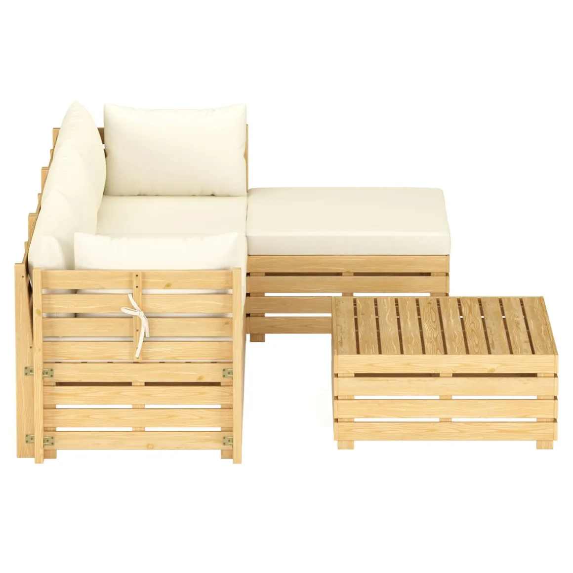 Lounge Holz RAFALE 5-teilig beige/natur