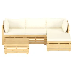Lounge Holz RAFALE 5-teilig beige/natur