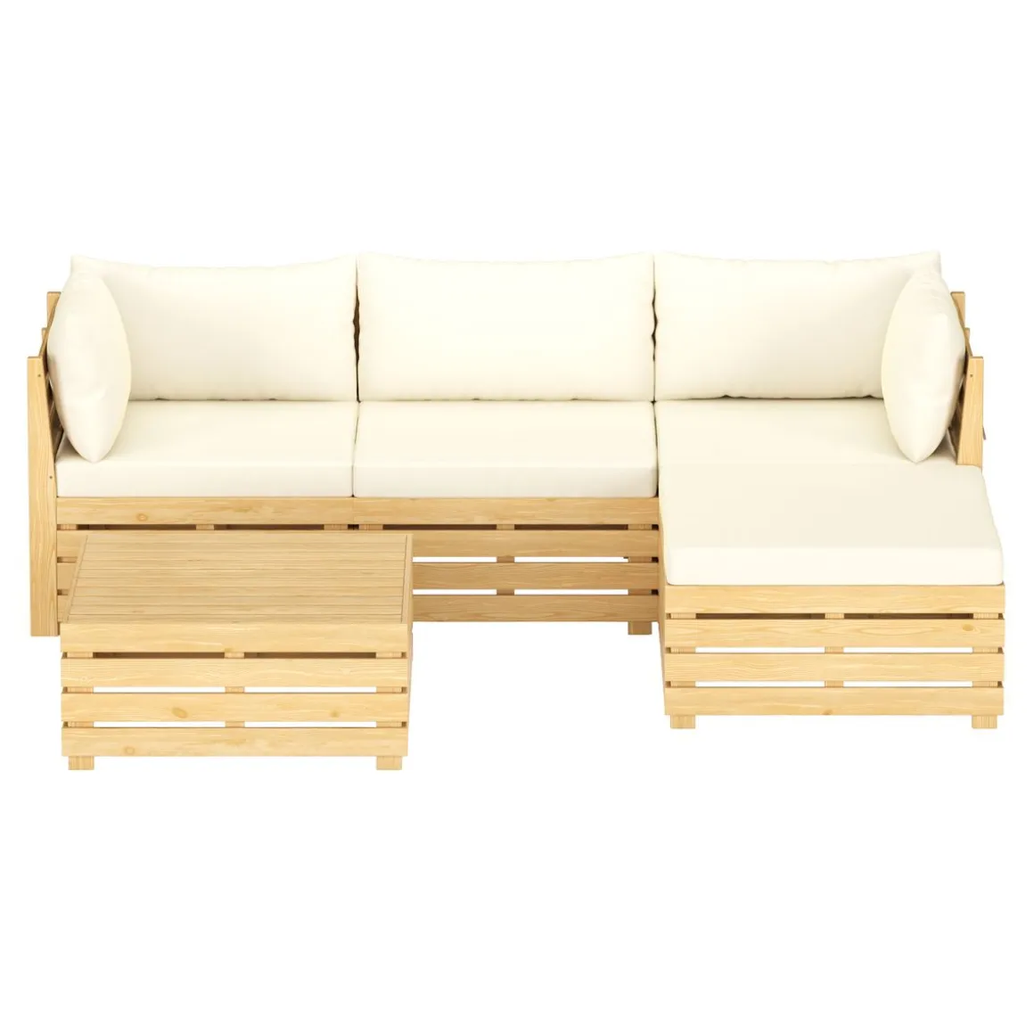Lounge Holz RAFALE 5-teilig beige/natur