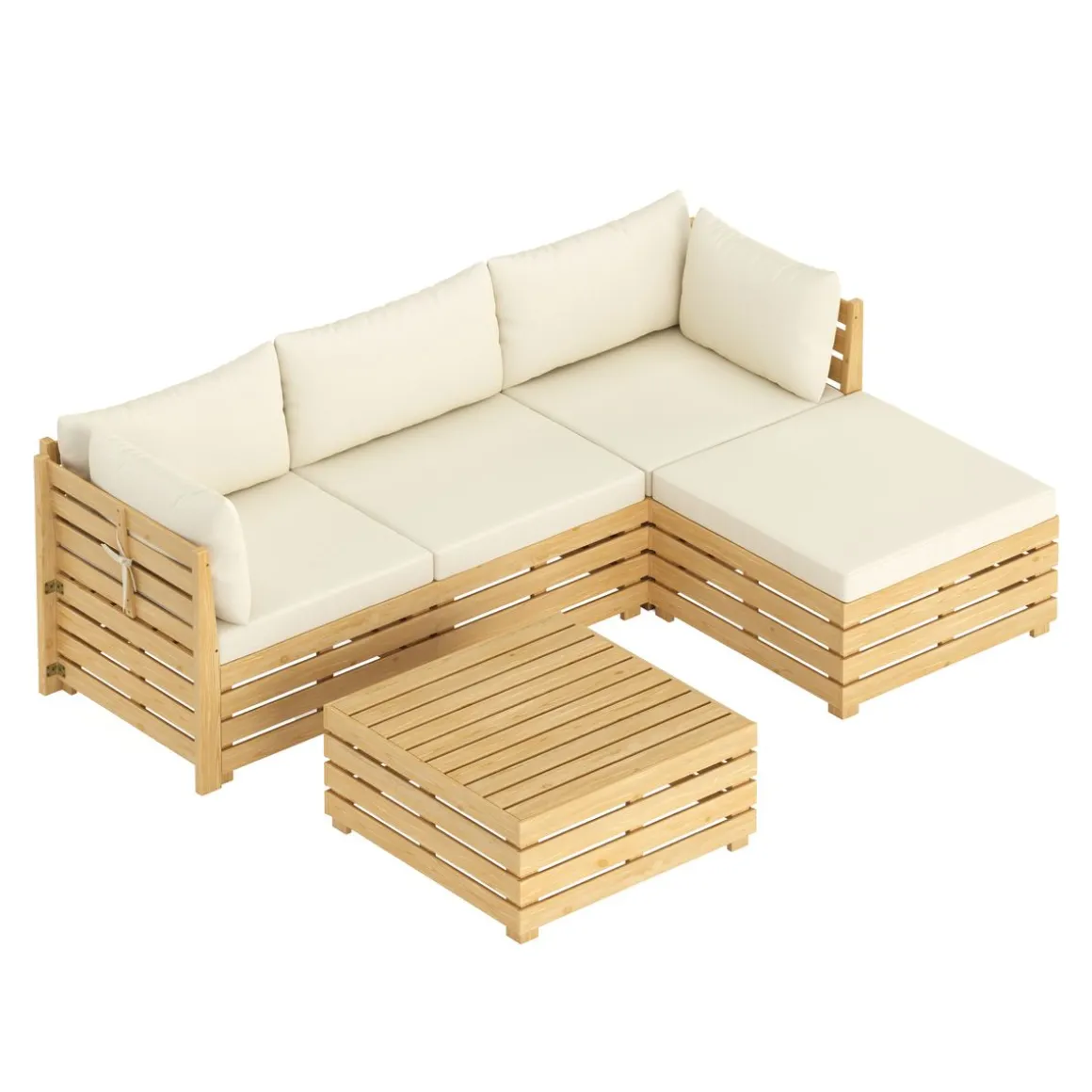 Lounge Holz RAFALE 5-teilig beige/natur