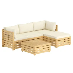 Lounge Holz RAFALE 5-teilig beige/natur