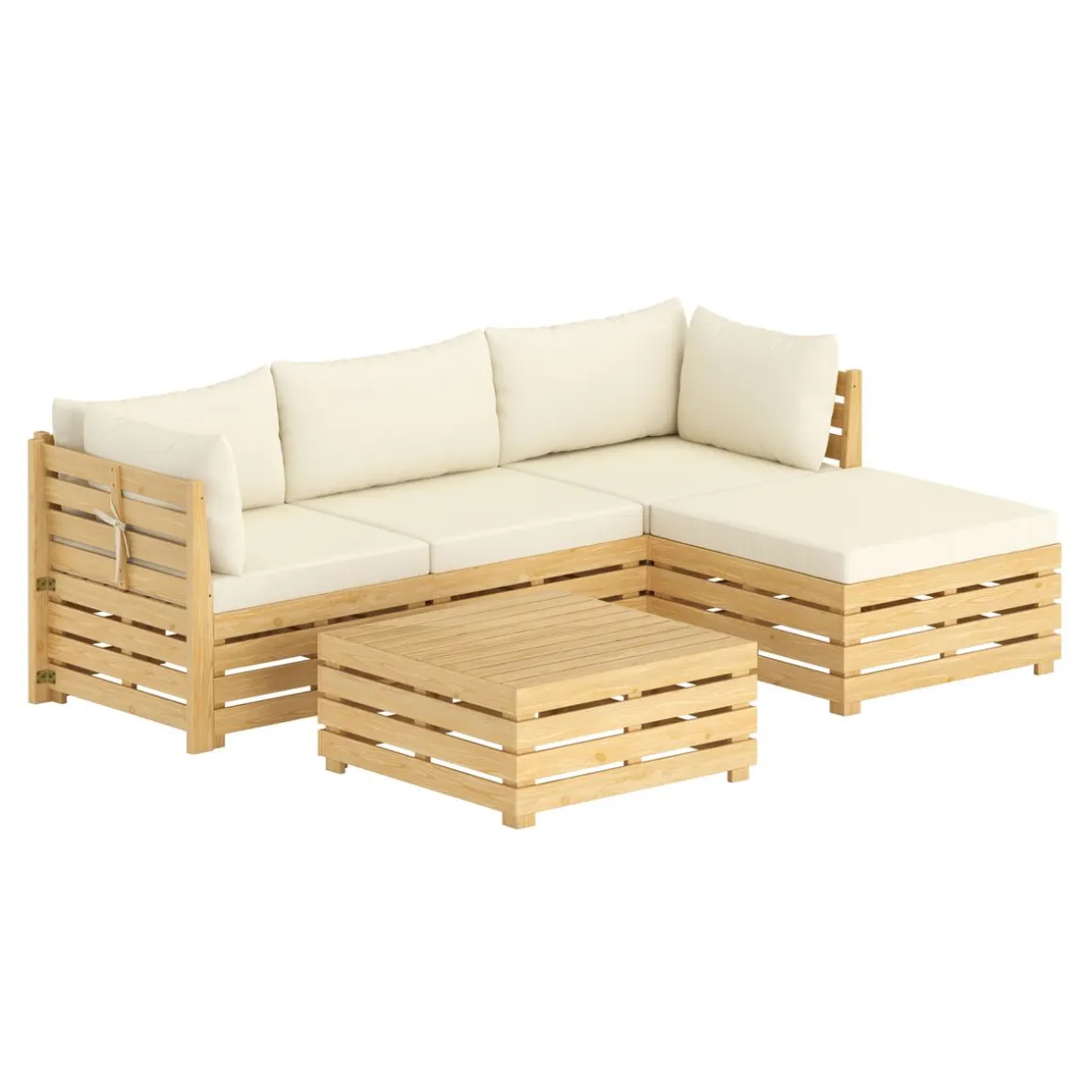 Lounge Holz RAFALE 5-teilig beige/natur