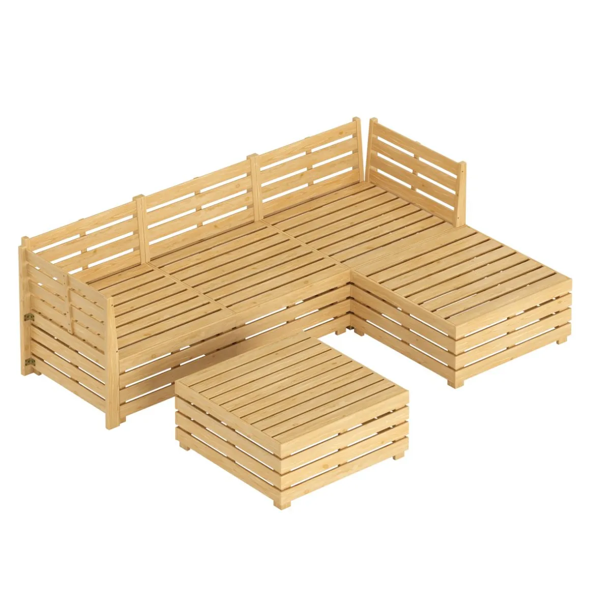 Lounge Holz RAFALE 5-teilig beige/natur