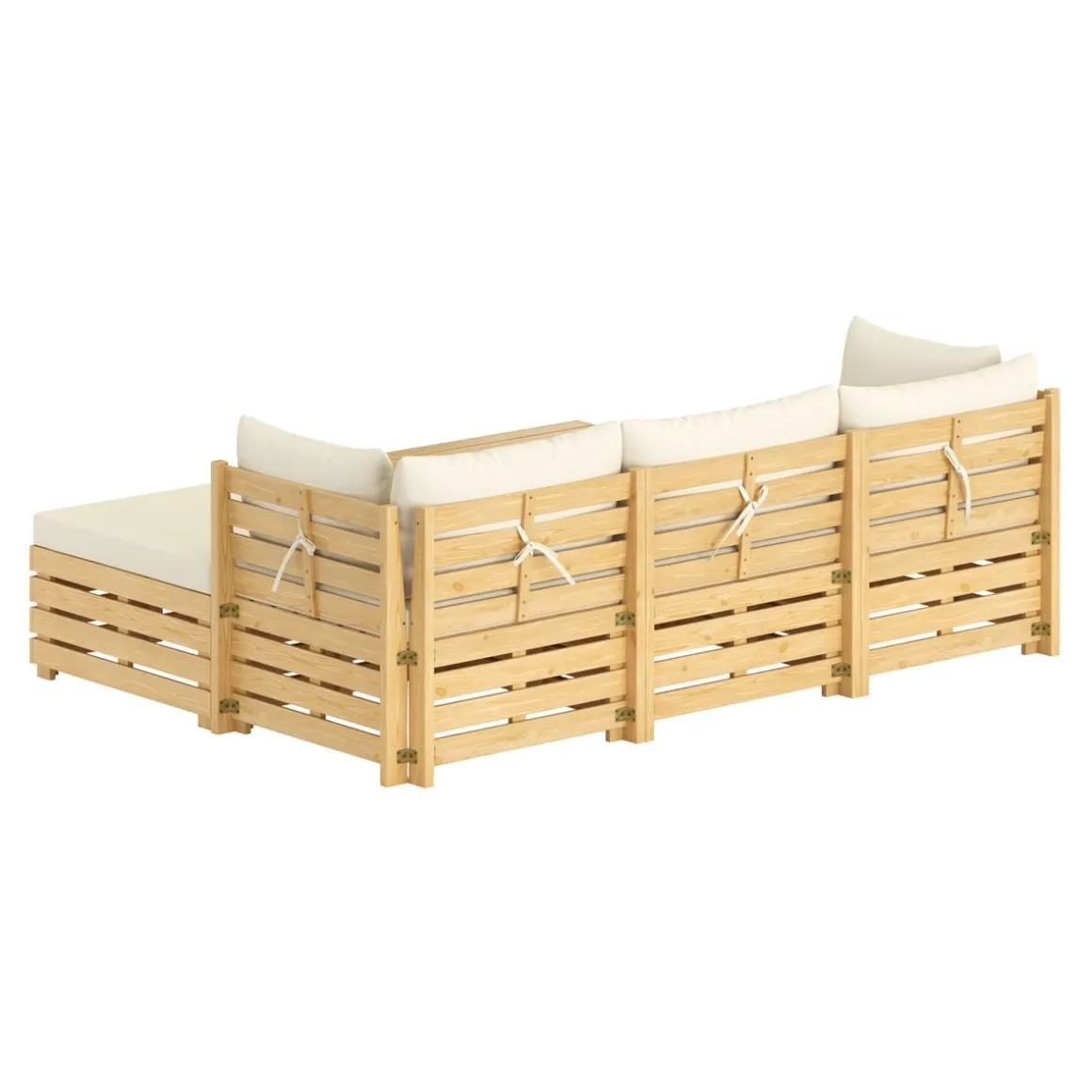 Lounge Holz RAFALE 5-teilig beige/natur