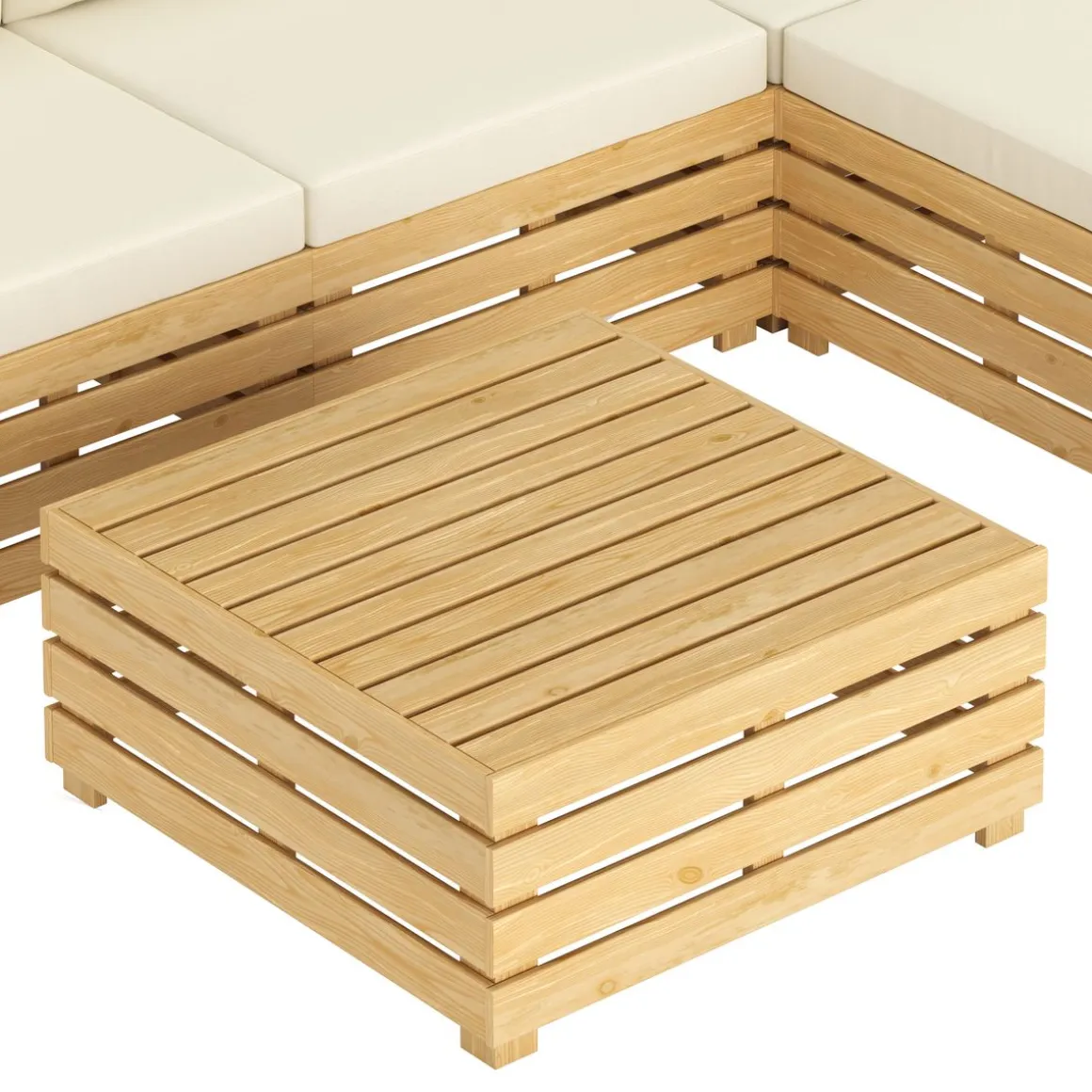Lounge Holz RAFALE 5-teilig beige/natur