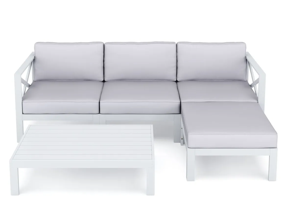 Lounge Holz TOLEDO weiss/grau