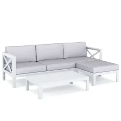 Lounge Holz TOLEDO weiss/grau