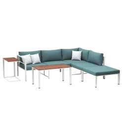 Lounge MIRANDA weiss/natur/petrol
