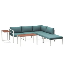 Lounge MIRANDA weiss/natur/petrol