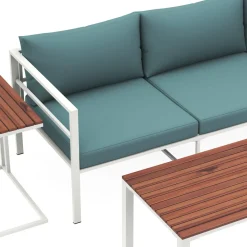 Lounge MIRANDA weiss/natur/petrol