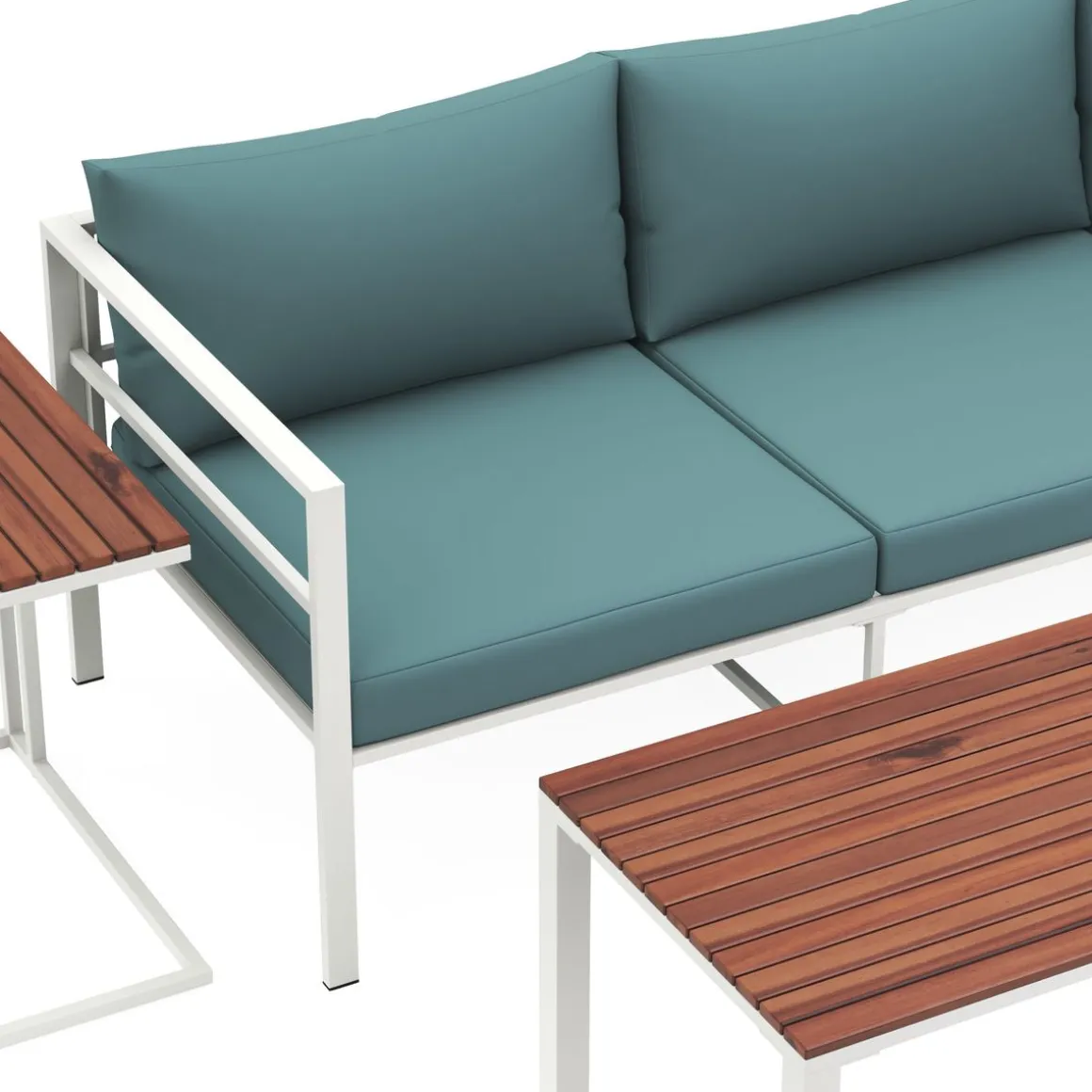 Lounge MIRANDA weiss/natur/petrol