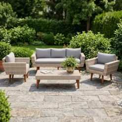 Lounge Rattan EVORA beige/grau